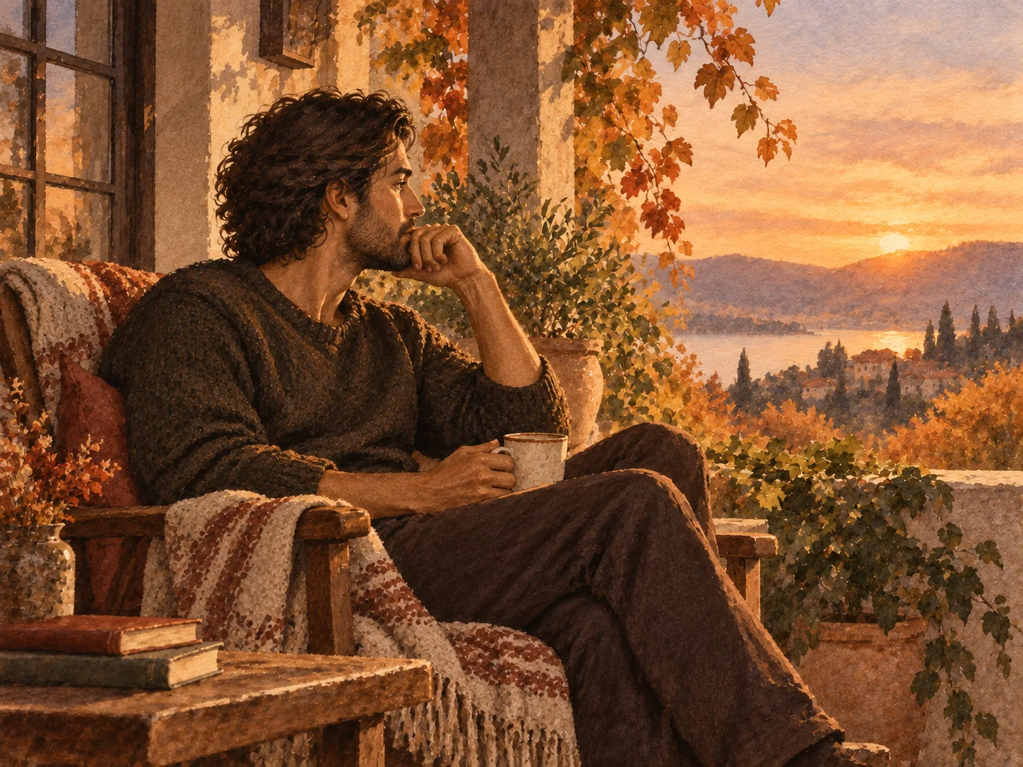 A man sitting peacefully with an unanswered question in a quiet outdoor setting